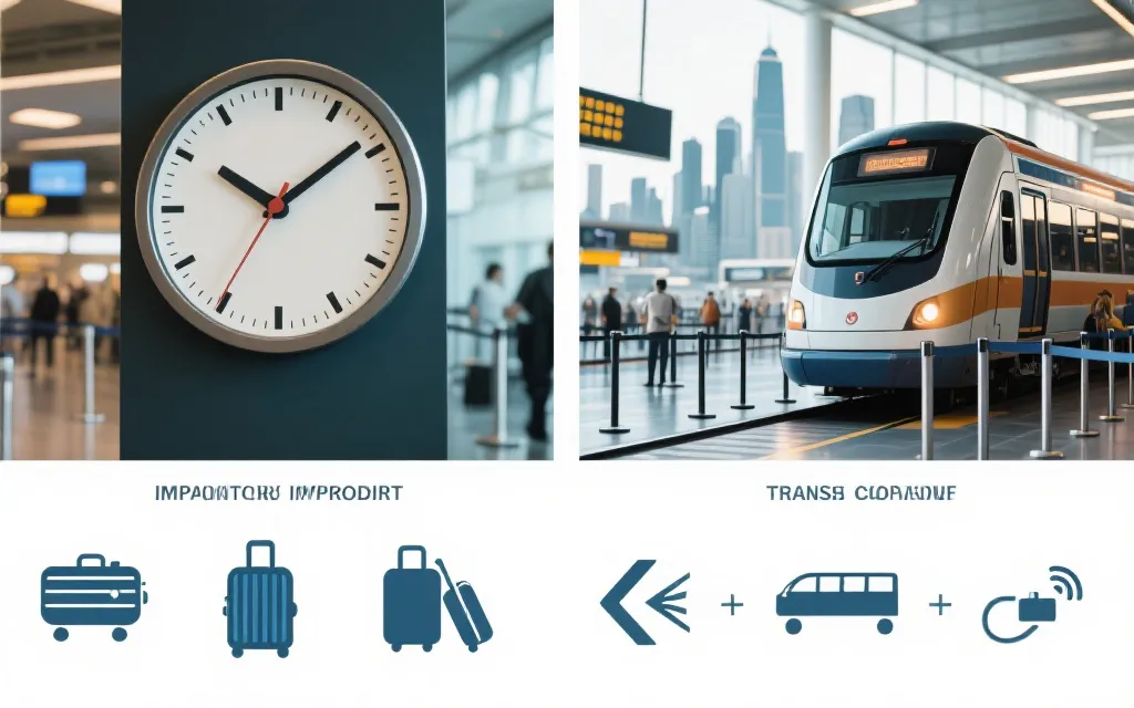 机场入境与跨城换乘的时间成本概念图