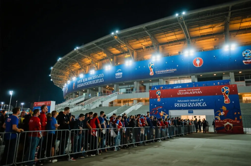 2026世界杯纽约新泽西大都会人寿体育场夜景与球迷入场氛围